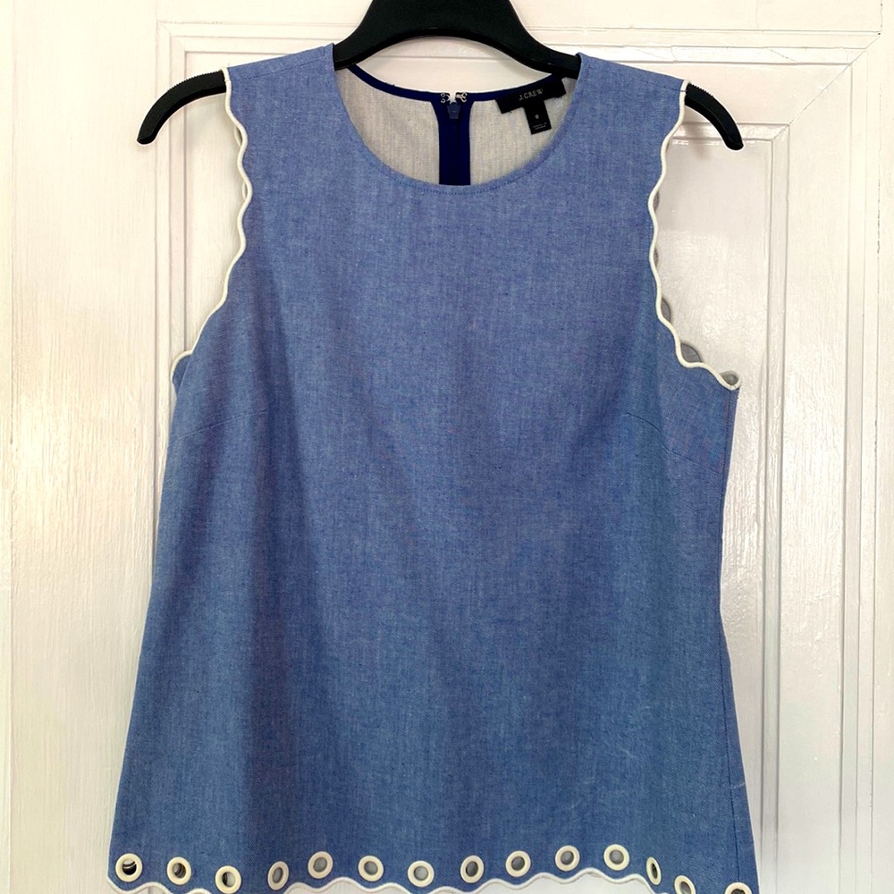 J Crew Sleeveless Top Light Blue Denim Size 6